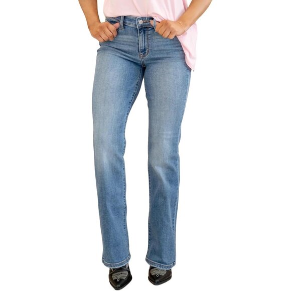 Denim - Women's Mid Rise Vintage Bootcut Jeans Medium Blue 15 Durable Comfortable